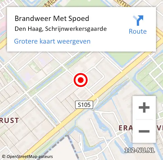 Locatie op kaart van de 112 melding: Brandweer Met Spoed Naar Den Haag, Schrijnwerkersgaarde op 13 maart 2024 11:23