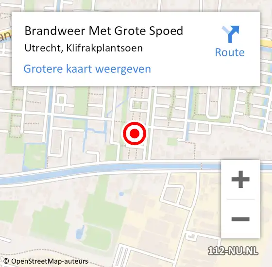 Locatie op kaart van de 112 melding: Brandweer Met Grote Spoed Naar Utrecht, Klifrakplantsoen op 13 maart 2024 11:23