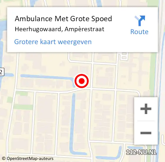 Locatie op kaart van de 112 melding: Ambulance Met Grote Spoed Naar Heerhugowaard, Ampèrestraat op 13 maart 2024 11:28