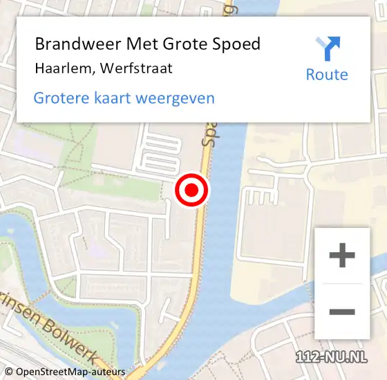 Locatie op kaart van de 112 melding: Brandweer Met Grote Spoed Naar Haarlem, Werfstraat op 13 maart 2024 11:42