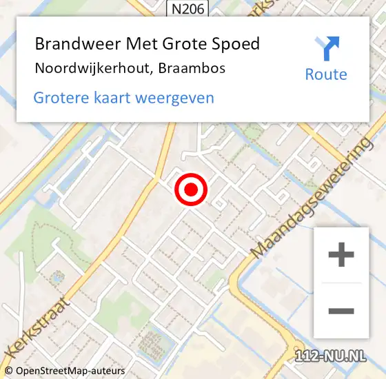 Locatie op kaart van de 112 melding: Brandweer Met Grote Spoed Naar Noordwijkerhout, Braambos op 13 maart 2024 11:45