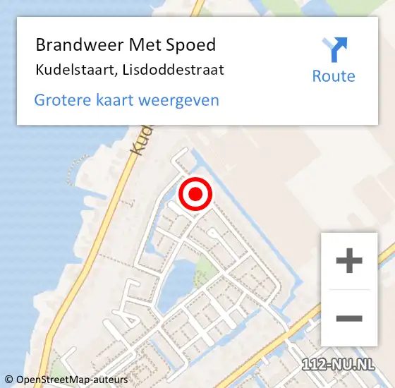 Locatie op kaart van de 112 melding: Brandweer Met Spoed Naar Kudelstaart, Lisdoddestraat op 13 maart 2024 11:54