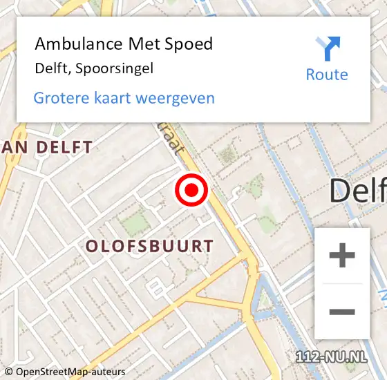 Locatie op kaart van de 112 melding: Ambulance Met Spoed Naar Delft, Spoorsingel op 13 maart 2024 11:57