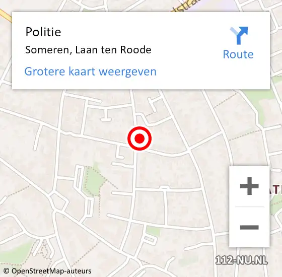 Locatie op kaart van de 112 melding: Politie Someren, Laan ten Roode op 13 maart 2024 12:01