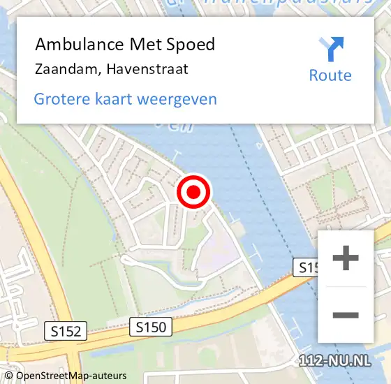Locatie op kaart van de 112 melding: Ambulance Met Spoed Naar Zaandam, Havenstraat op 13 maart 2024 12:12