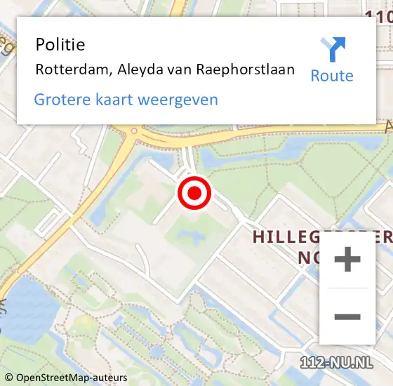 Locatie op kaart van de 112 melding: Politie Rotterdam, Aleyda van Raephorstlaan op 13 maart 2024 12:13