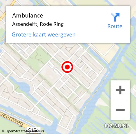 Locatie op kaart van de 112 melding: Ambulance Assendelft, Rode Ring op 13 maart 2024 12:24