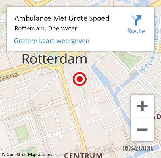 Locatie op kaart van de 112 melding: Ambulance Met Grote Spoed Naar Rotterdam, Doelwater op 13 maart 2024 12:29