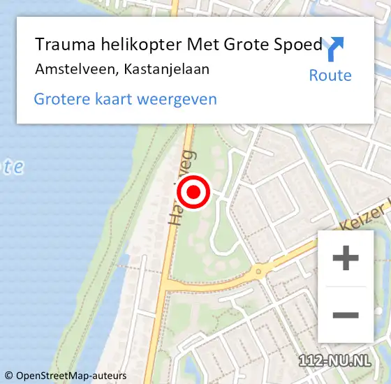 Locatie op kaart van de 112 melding: Trauma helikopter Met Grote Spoed Naar Amstelveen, Kastanjelaan op 13 maart 2024 12:40