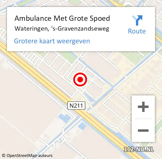Locatie op kaart van de 112 melding: Ambulance Met Grote Spoed Naar Wateringen, 's-Gravenzandseweg op 13 maart 2024 12:50