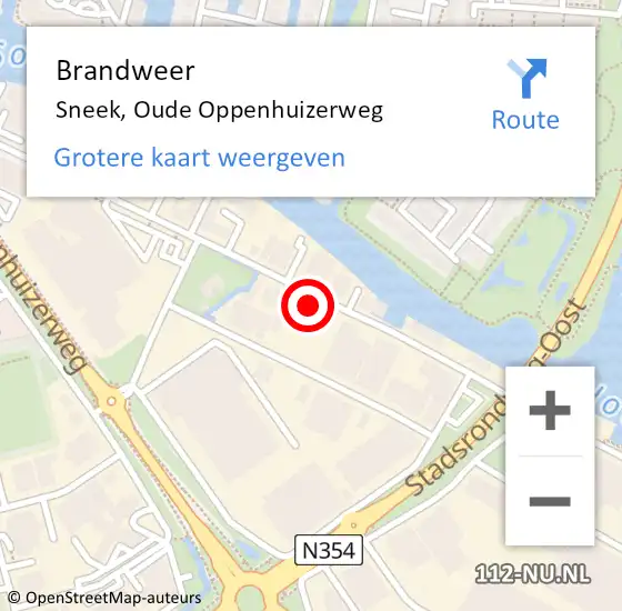 Locatie op kaart van de 112 melding: Brandweer Sneek, Oude Oppenhuizerweg op 13 maart 2024 13:16