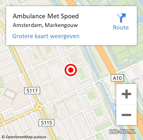 Locatie op kaart van de 112 melding: Ambulance Met Spoed Naar Amsterdam, Markengouw op 13 maart 2024 13:18