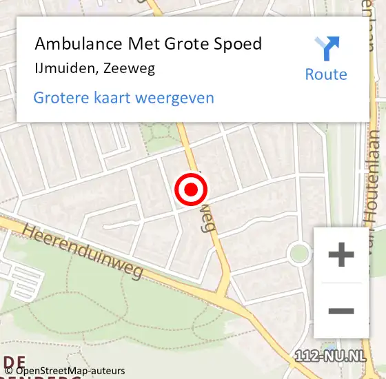 Locatie op kaart van de 112 melding: Ambulance Met Grote Spoed Naar IJmuiden, Zeeweg op 13 maart 2024 13:29