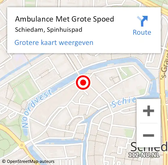 Locatie op kaart van de 112 melding: Ambulance Met Grote Spoed Naar Schiedam, Spinhuispad op 13 maart 2024 13:49