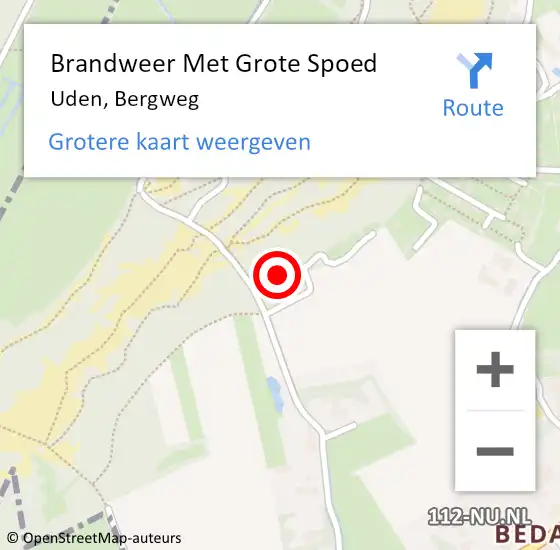 Locatie op kaart van de 112 melding: Brandweer Met Grote Spoed Naar Uden, Bergweg op 13 maart 2024 13:57