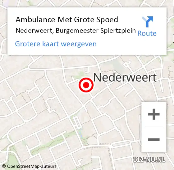 Locatie op kaart van de 112 melding: Ambulance Met Grote Spoed Naar Nederweert, Burgemeester Spiertzplein op 13 maart 2024 13:58