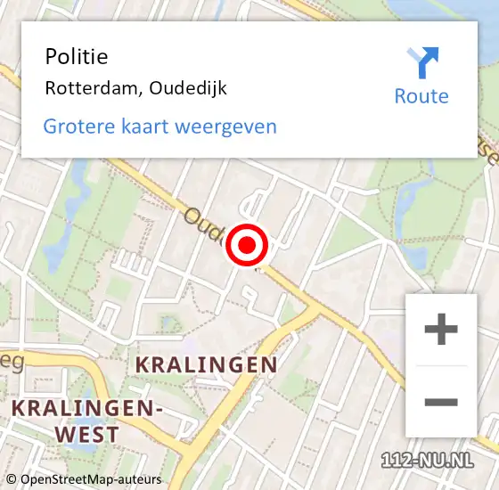 Locatie op kaart van de 112 melding: Politie Rotterdam, Oudedijk op 13 maart 2024 14:00