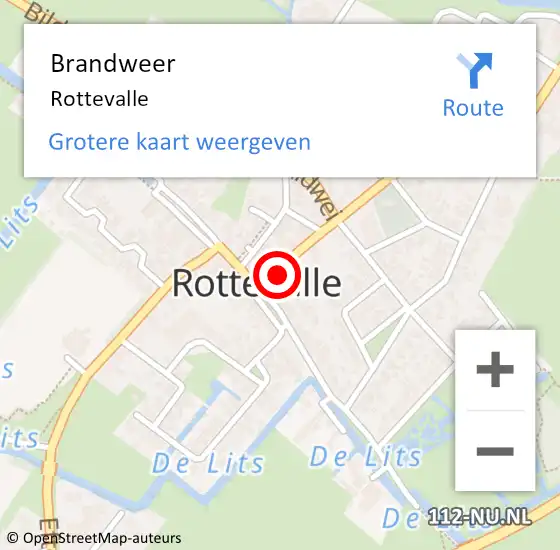 Locatie op kaart van de 112 melding: Brandweer Rottevalle op 13 maart 2024 14:13