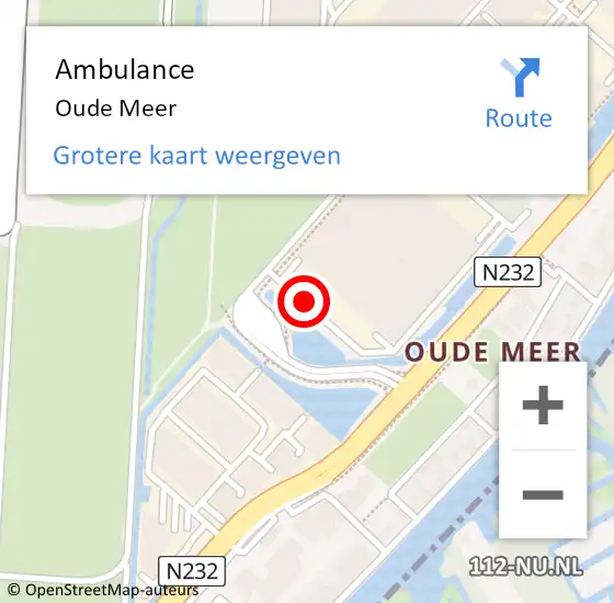 Locatie op kaart van de 112 melding: Ambulance Oude Meer op 13 maart 2024 14:19