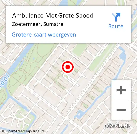 Locatie op kaart van de 112 melding: Ambulance Met Grote Spoed Naar Zoetermeer, Sumatra op 13 maart 2024 14:31
