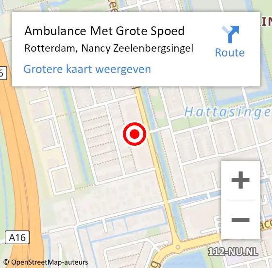 Locatie op kaart van de 112 melding: Ambulance Met Grote Spoed Naar Rotterdam, Nancy Zeelenbergsingel op 13 maart 2024 14:36