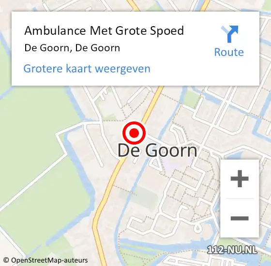 Locatie op kaart van de 112 melding: Ambulance Met Grote Spoed Naar De Goorn, De Goorn op 13 maart 2024 15:06