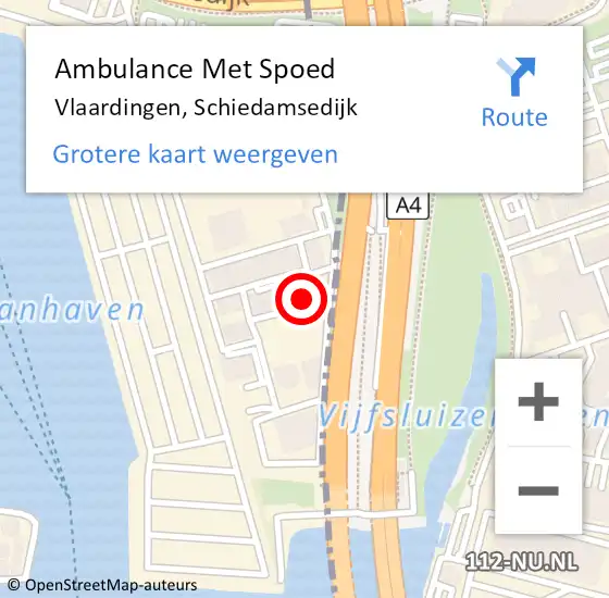 Locatie op kaart van de 112 melding: Ambulance Met Spoed Naar Vlaardingen, Schiedamsedijk op 13 maart 2024 15:07