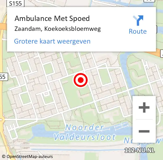 Locatie op kaart van de 112 melding: Ambulance Met Spoed Naar Zaandam, Koekoeksbloemweg op 13 maart 2024 15:19