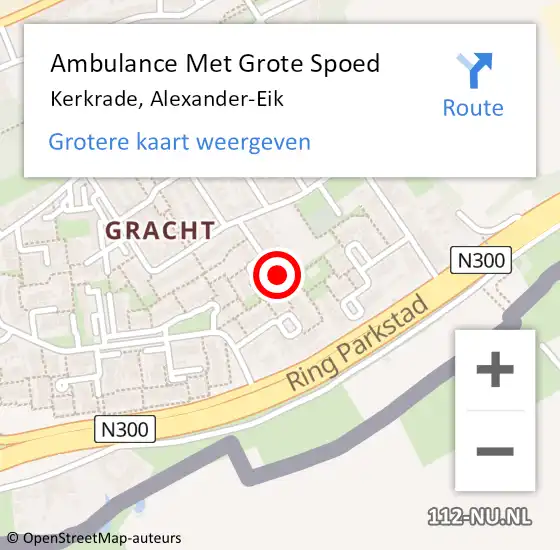 Locatie op kaart van de 112 melding: Ambulance Met Grote Spoed Naar Kerkrade, Alexander-Eik op 13 maart 2024 15:26