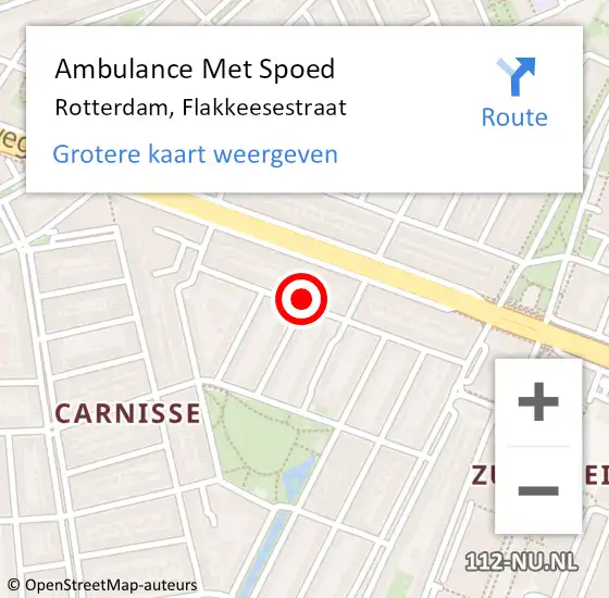 Locatie op kaart van de 112 melding: Ambulance Met Spoed Naar Rotterdam, Flakkeesestraat op 13 maart 2024 15:27