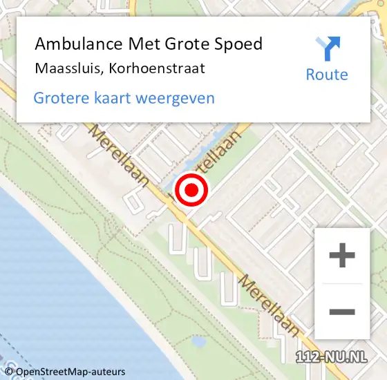 Locatie op kaart van de 112 melding: Ambulance Met Grote Spoed Naar Maassluis, Korhoenstraat op 13 maart 2024 15:35