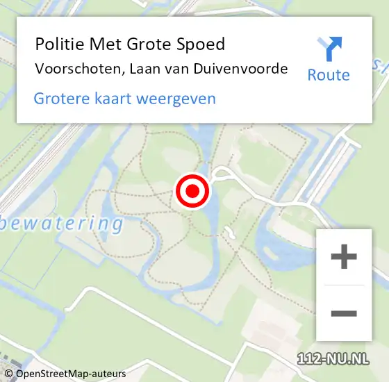 Locatie op kaart van de 112 melding: Politie Met Grote Spoed Naar Voorschoten, Laan van Duivenvoorde op 13 maart 2024 15:54