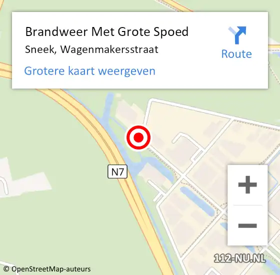 Locatie op kaart van de 112 melding: Brandweer Met Grote Spoed Naar Sneek, Wagenmakersstraat op 29 september 2014 05:11