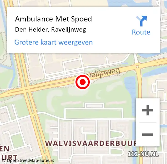 Locatie op kaart van de 112 melding: Ambulance Met Spoed Naar Den Helder, Ravelijnweg op 13 maart 2024 16:06