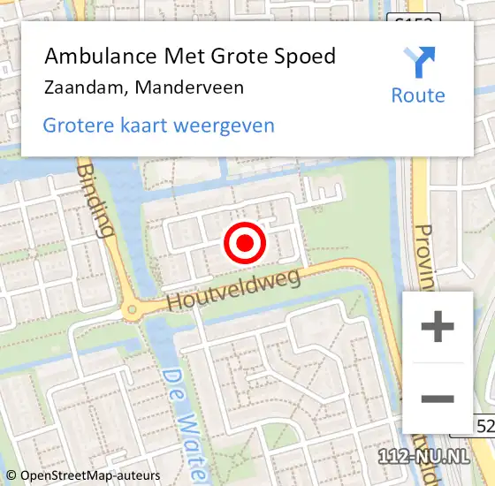 Locatie op kaart van de 112 melding: Ambulance Met Grote Spoed Naar Zaandam, Manderveen op 13 maart 2024 16:15