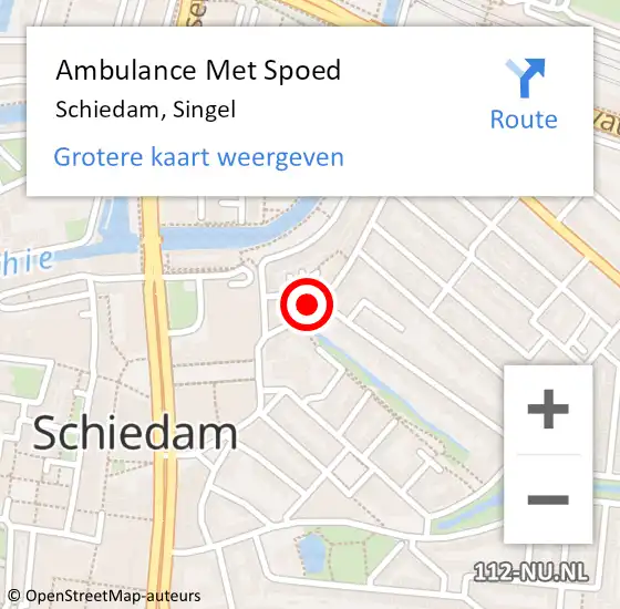 Locatie op kaart van de 112 melding: Ambulance Met Spoed Naar Schiedam, Singel op 13 maart 2024 16:20