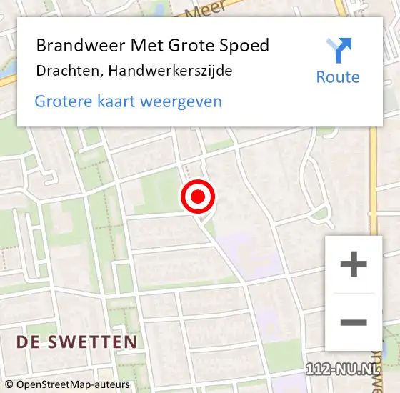 Locatie op kaart van de 112 melding: Brandweer Met Grote Spoed Naar Drachten, Handwerkerszijde op 13 maart 2024 16:29