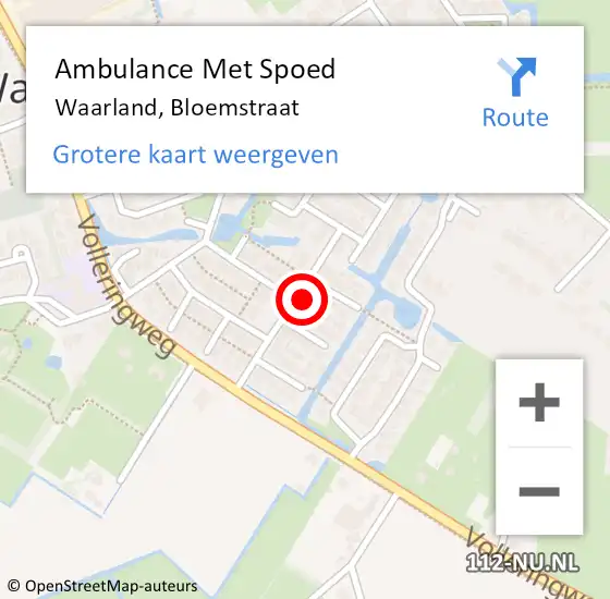 Locatie op kaart van de 112 melding: Ambulance Met Spoed Naar Waarland, Bloemstraat op 13 maart 2024 17:06