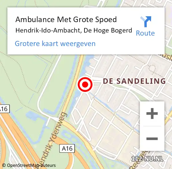 Locatie op kaart van de 112 melding: Ambulance Met Grote Spoed Naar Hendrik-Ido-Ambacht, De Hoge Bogerd op 13 maart 2024 17:24