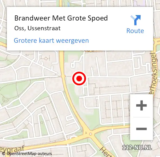 Locatie op kaart van de 112 melding: Brandweer Met Grote Spoed Naar Oss, Ussenstraat op 13 maart 2024 17:26