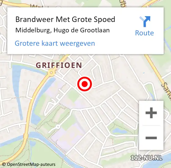 Locatie op kaart van de 112 melding: Brandweer Met Grote Spoed Naar Middelburg, Hugo de Grootlaan op 13 maart 2024 18:04