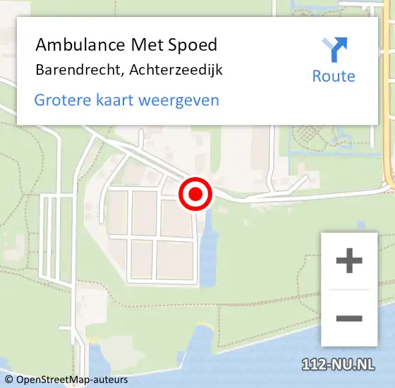Locatie op kaart van de 112 melding: Ambulance Met Spoed Naar Barendrecht, Achterzeedijk op 13 maart 2024 18:12