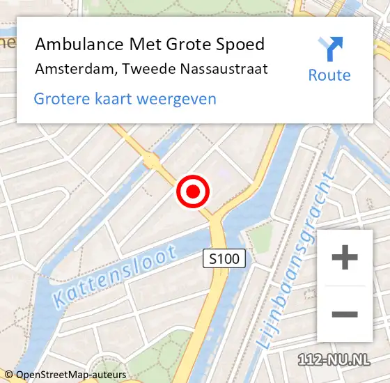 Locatie op kaart van de 112 melding: Ambulance Met Grote Spoed Naar Amsterdam, Tweede Nassaustraat op 13 maart 2024 18:14
