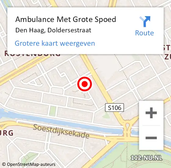 Locatie op kaart van de 112 melding: Ambulance Met Grote Spoed Naar Den Haag, Doldersestraat op 13 maart 2024 18:43