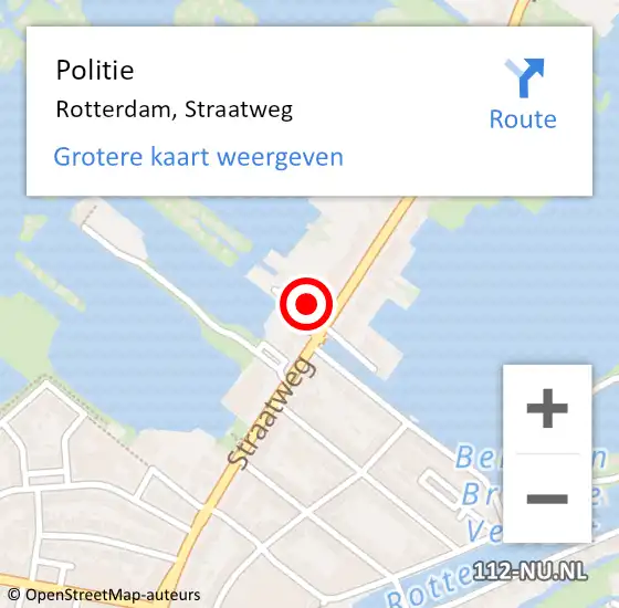 Locatie op kaart van de 112 melding: Politie Rotterdam, Straatweg op 13 maart 2024 18:51