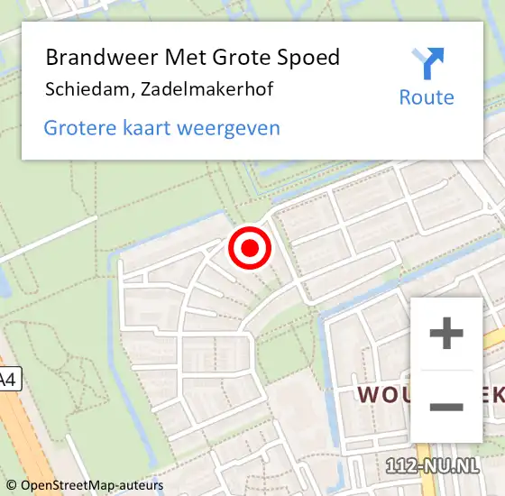 Locatie op kaart van de 112 melding: Brandweer Met Grote Spoed Naar Schiedam, Zadelmakerhof op 13 maart 2024 19:45