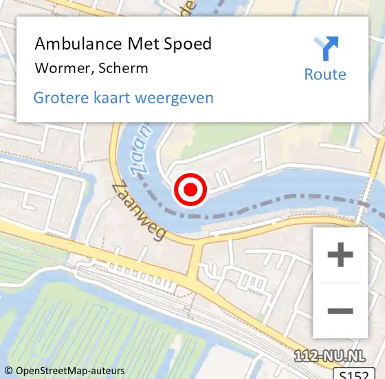 Locatie op kaart van de 112 melding: Ambulance Met Spoed Naar Wormer, Scherm op 13 maart 2024 20:11