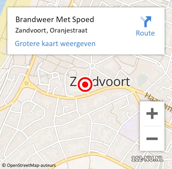 Locatie op kaart van de 112 melding: Brandweer Met Spoed Naar Zandvoort, Oranjestraat op 13 maart 2024 20:14