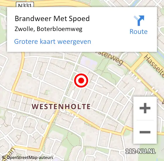 Locatie op kaart van de 112 melding: Brandweer Met Spoed Naar Zwolle, Boterbloemweg op 13 maart 2024 20:35