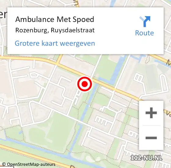 Locatie op kaart van de 112 melding: Ambulance Met Spoed Naar Rozenburg, Ruysdaelstraat op 13 maart 2024 20:47